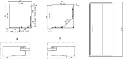 Душевой уголок BelBagno Uno 195 A 2 80 C Cr