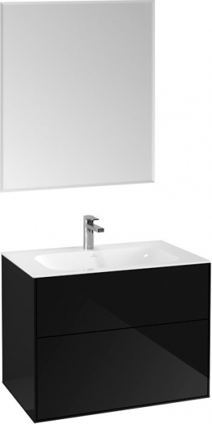 Мебель для ванной Villeroy & Boch Finion 80 glossy black lacquer, с настенным освещением
