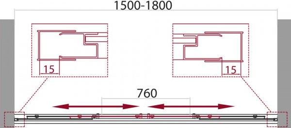 Душевой уголок BelBagno UNIQUE-AH-21-150/180-80-C-Cr