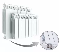 Радиатор биметаллический секционный Rifar Monolit Ventil 350 х 5 секций (подключение нижнее справа)